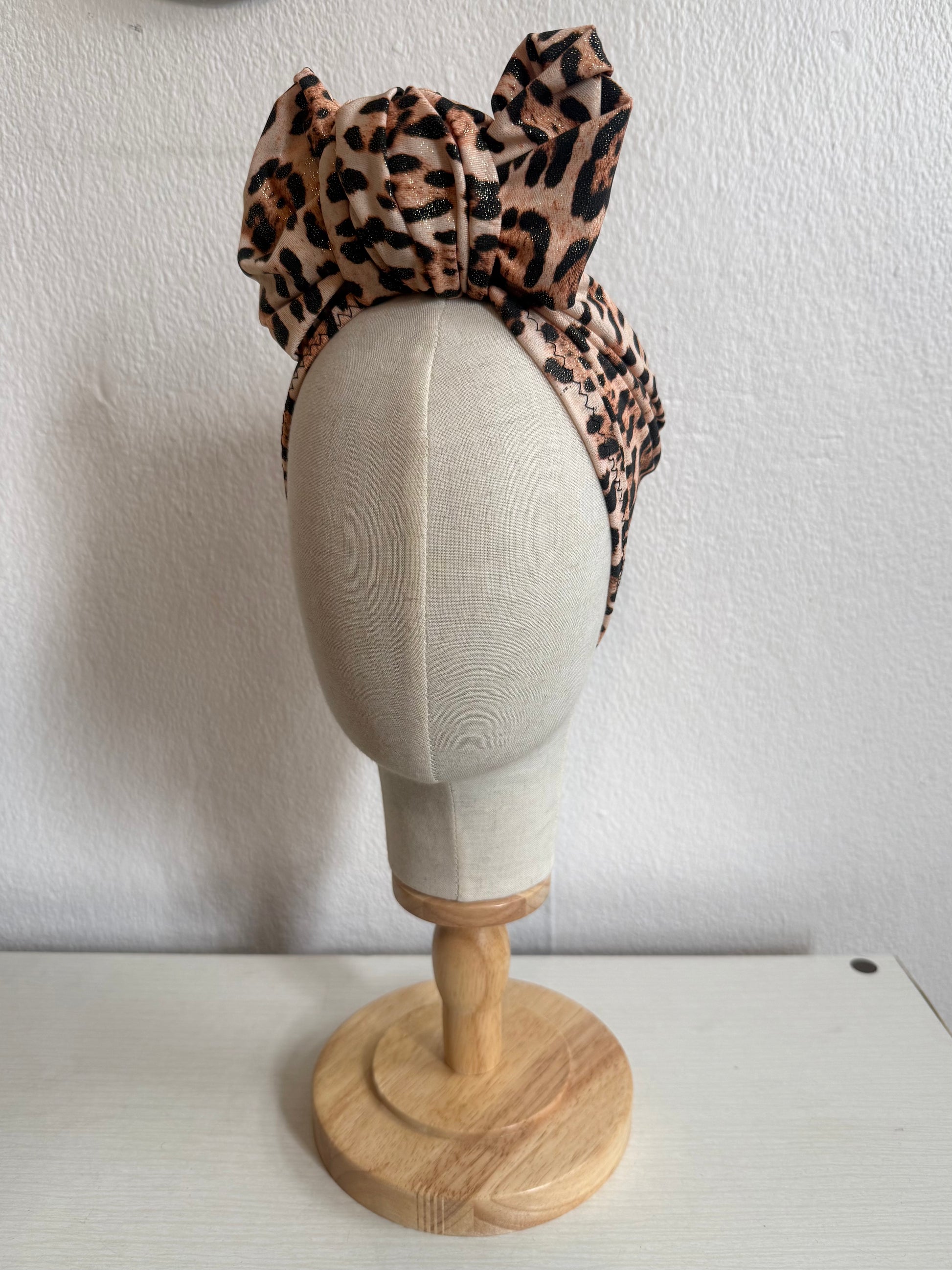 Sparkly leopard print turban 