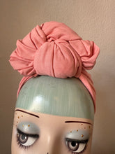 Load image into Gallery viewer, 75% OFF SALE ITEM: SLOUCHY KNOT Vintage Style Pre-tied Headband in Salmon Pink