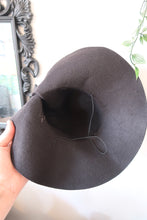 Load image into Gallery viewer, Black Vintage Style Witch Hat (Refashioned) with Grey Ribbon