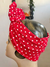 Load image into Gallery viewer, Vintage Style Pre-tied Headband in Red Polka Dot