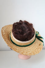 Load image into Gallery viewer, Vintage handmade straw hat 