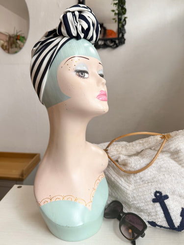 Nautical striped rockabilly turban headscarf