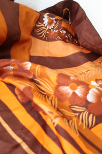 Brown and orange floral vintage headscarf  