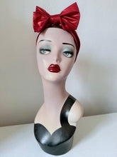 Load image into Gallery viewer, Red metallic bow headband party Christmas festive burlesque vintage  