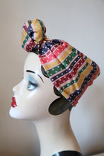 Load image into Gallery viewer, SALE ITEM: SMALL KNOT Vintage Style Pre-tied Headband in Multi Stripe