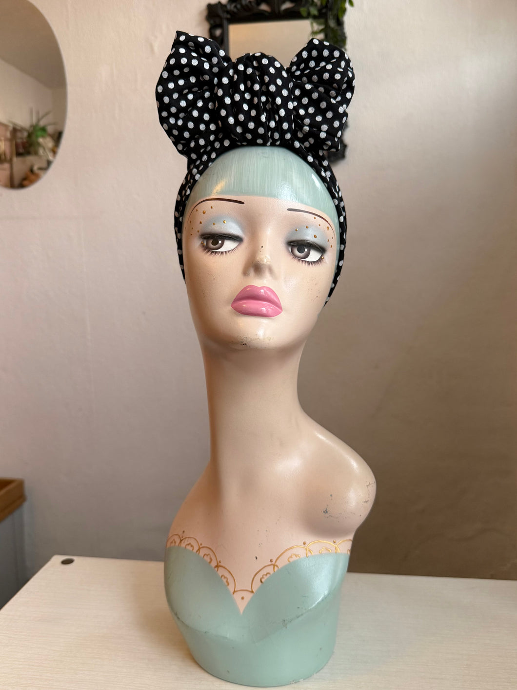 Polka dot rockabilly alternative turban headscarf