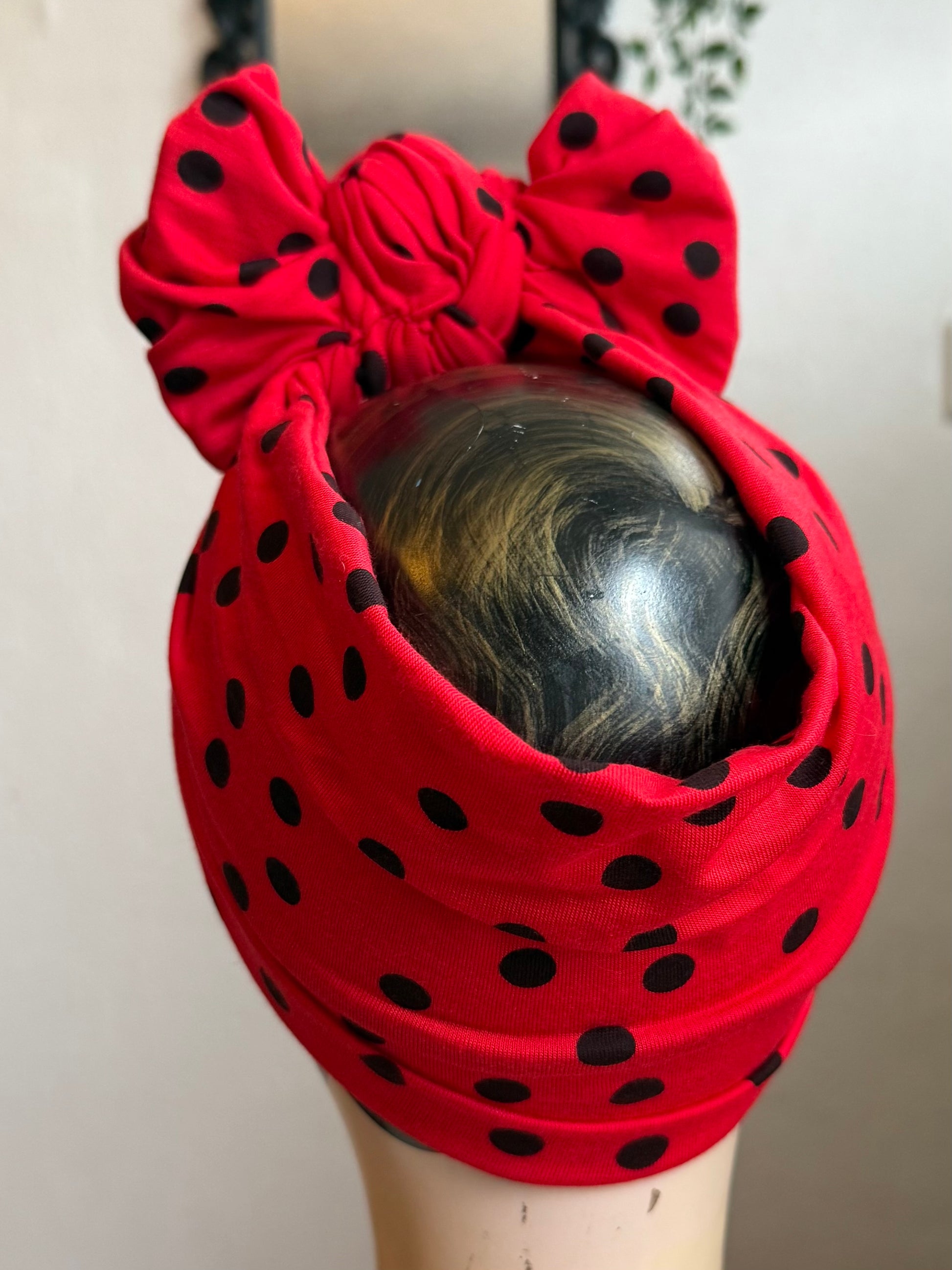 Red polka dot headband 