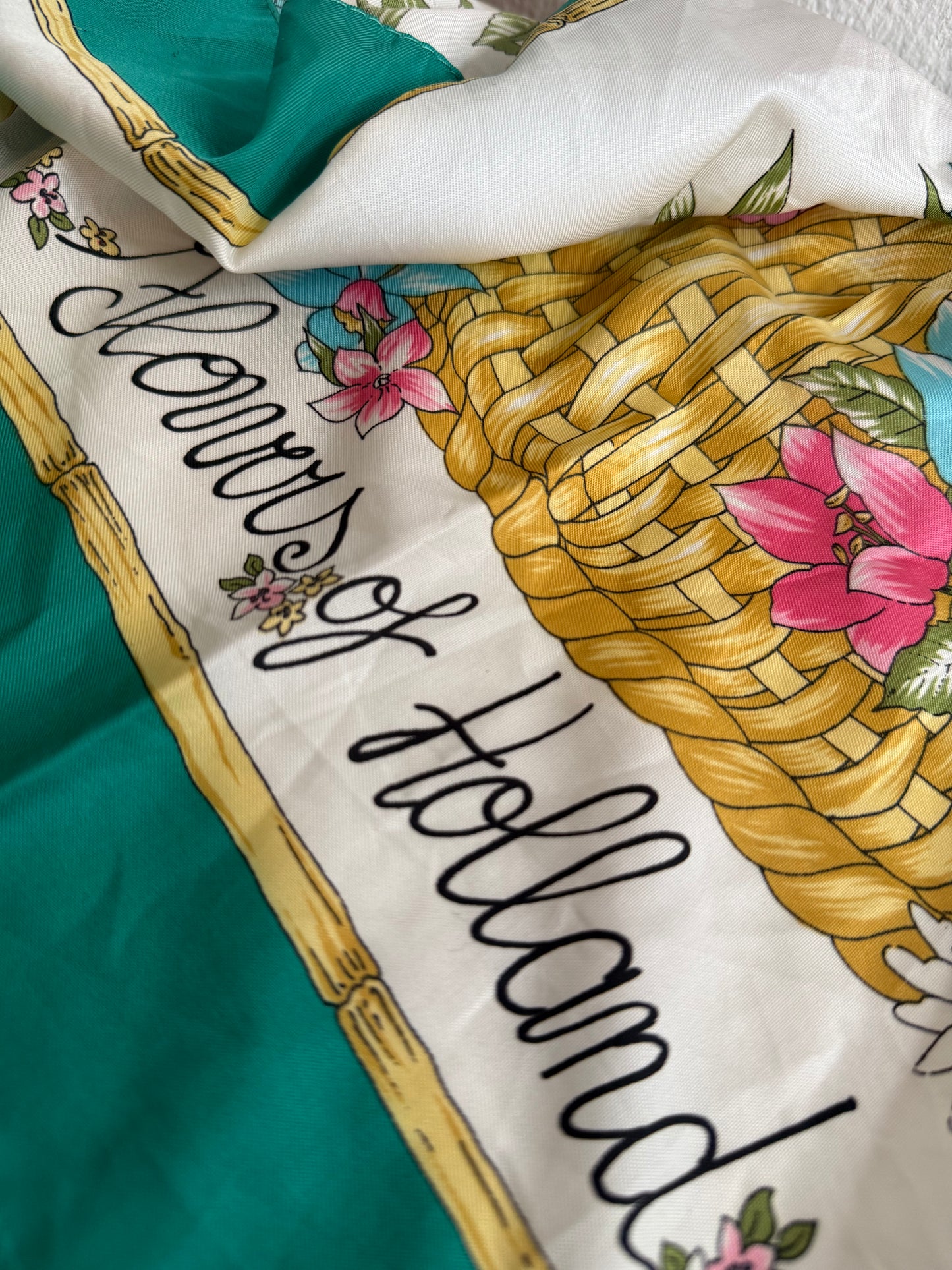 Pink/White/Teal Floral Print True Vintage Scarf