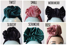 Load image into Gallery viewer, KNOT CHOICE Velvet Pre-tied Stretchy 1940s Style Turban (Full Coverage) in 4 Colours (made to order)