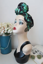 Load image into Gallery viewer, Green tropical print 1940s summer turban 