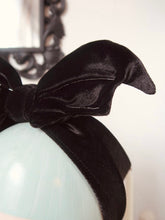 Load image into Gallery viewer, Black velvet bat turban headband hat