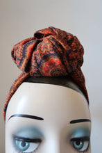 Load image into Gallery viewer, Pumpkin orange paisley handmade 1940s turban