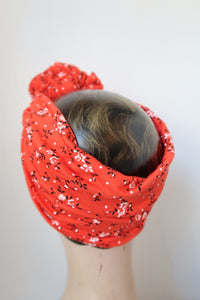 Red floral vintage jersey headband 