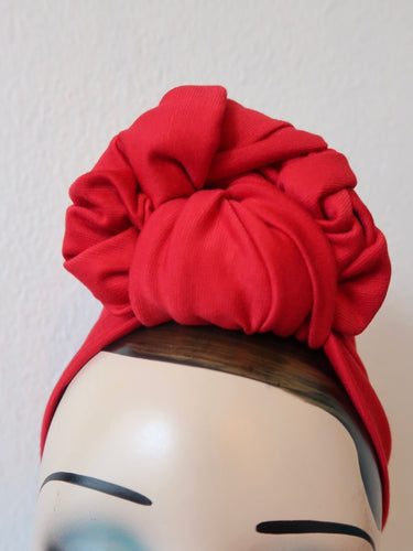 Made To Order: SLOUCHY KNOT Vintage Style Pre-tied Headband in black, white, red, leopard, olive green, mustard, emerald green, light pink, hot pink