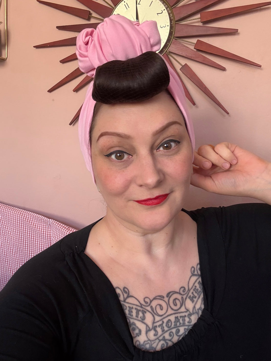SMALL KNOT Light Pink (Full Coverage) 1940s Style Pre-tied Turban