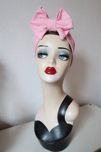 Light pink vintage bow turban for hair loss