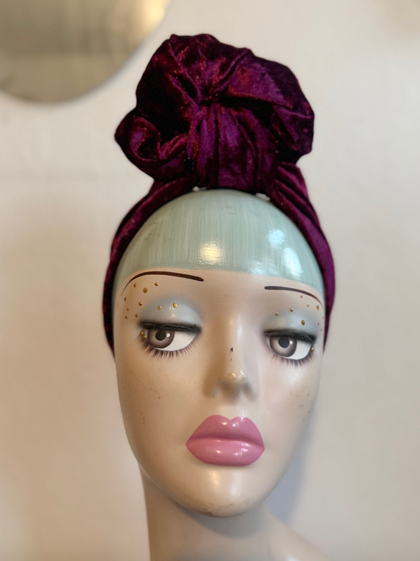 50% OFF SALE ITEM: Burgundy Crushed Velvet Vintage Style Pre-tied Headband