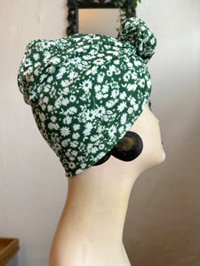 1940s vintage green floral turban  