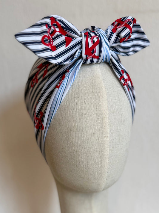 Nautical anchor print headscarf bandana
