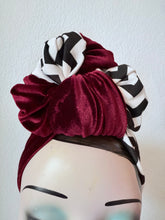 Load image into Gallery viewer, Twin peaks geek black lodge print red velvet headband for women 