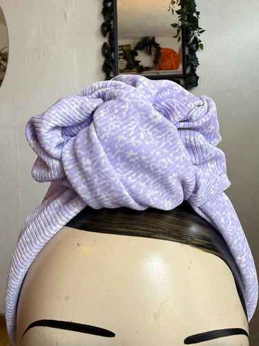 50% OFF SALE ITEM: SMALL KNOT Vintage Style Pre-tied Headband in Lilac Ribbed Floral
