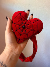 Load image into Gallery viewer, Red velvet vampire spiderweb heart headband  