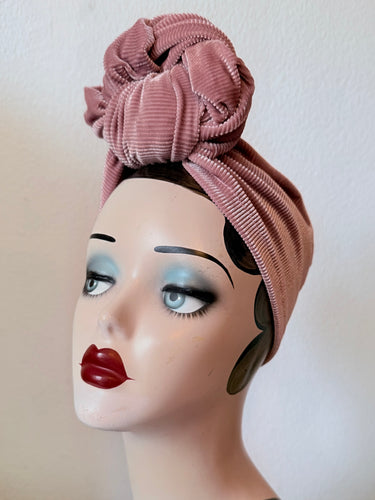 Pink velvet valentines turban 