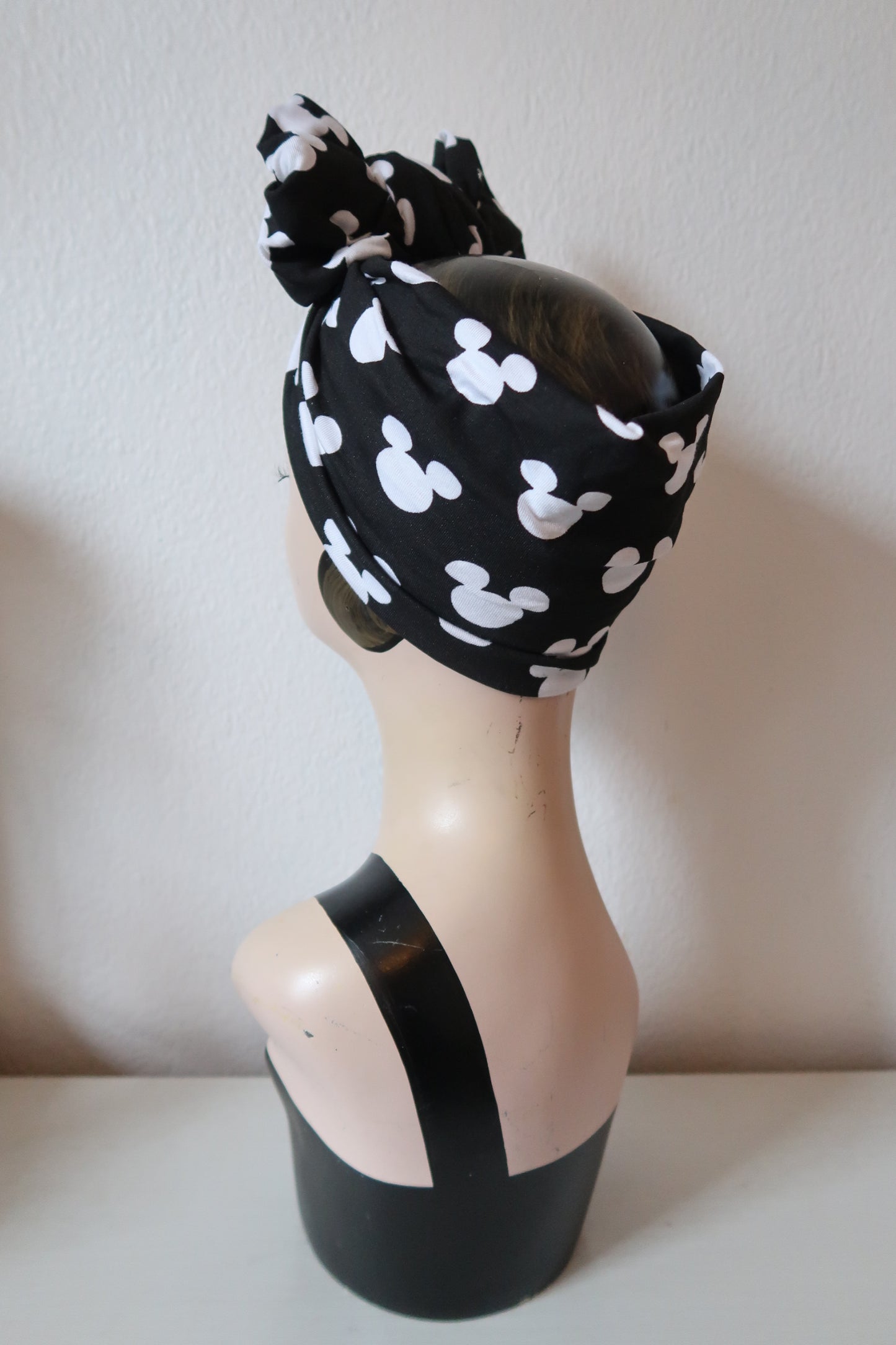 60% OFF SALE ITEM: Black & White Mouse Print Vintage Style Headband, Bow Knot