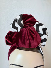 Load image into Gallery viewer, Twin peaks geek black lodge print red velvet hair turban accessory 