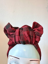 Load image into Gallery viewer, SALE ITEM: WORKWEAR KNOT Vintage Style Pre-tied Headband in Red Plaid