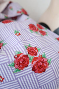 Lilac vintage fabric with roses