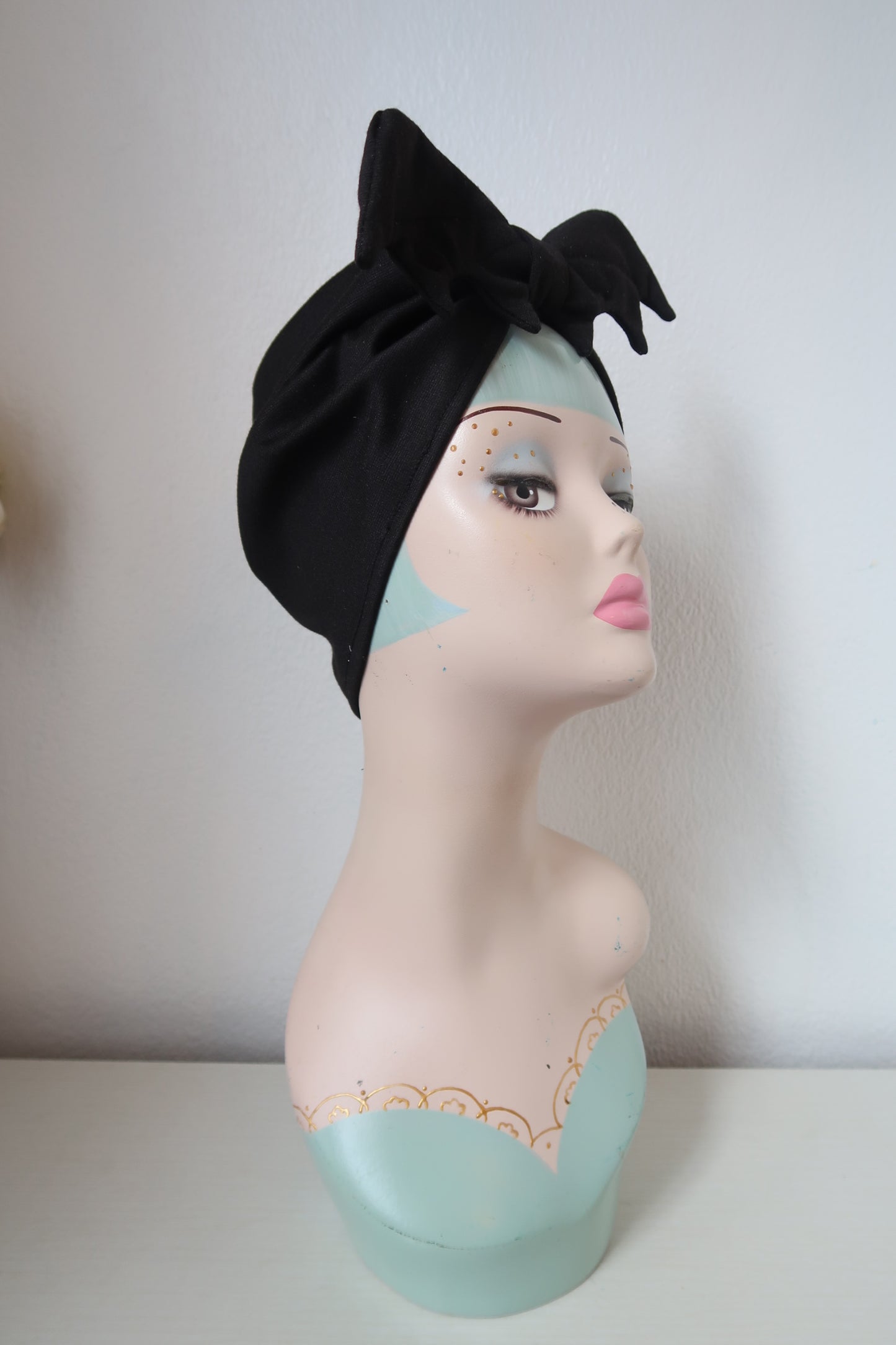 handmade halloween black bat turban 