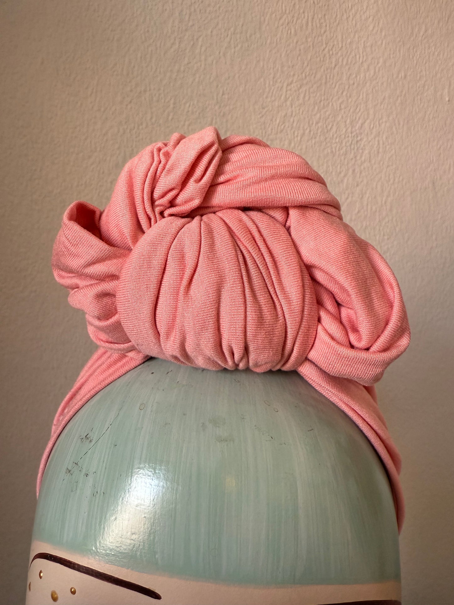 SALE ITEM: Salmon Pink (Full Coverage) 1940s Style Pre-tied Turban