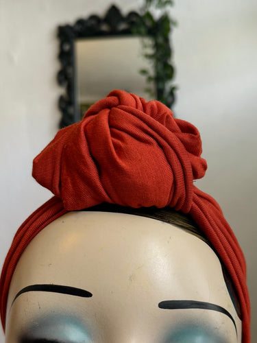 Burnt orange 1940s vintage Halloween pumpkin turban headband 