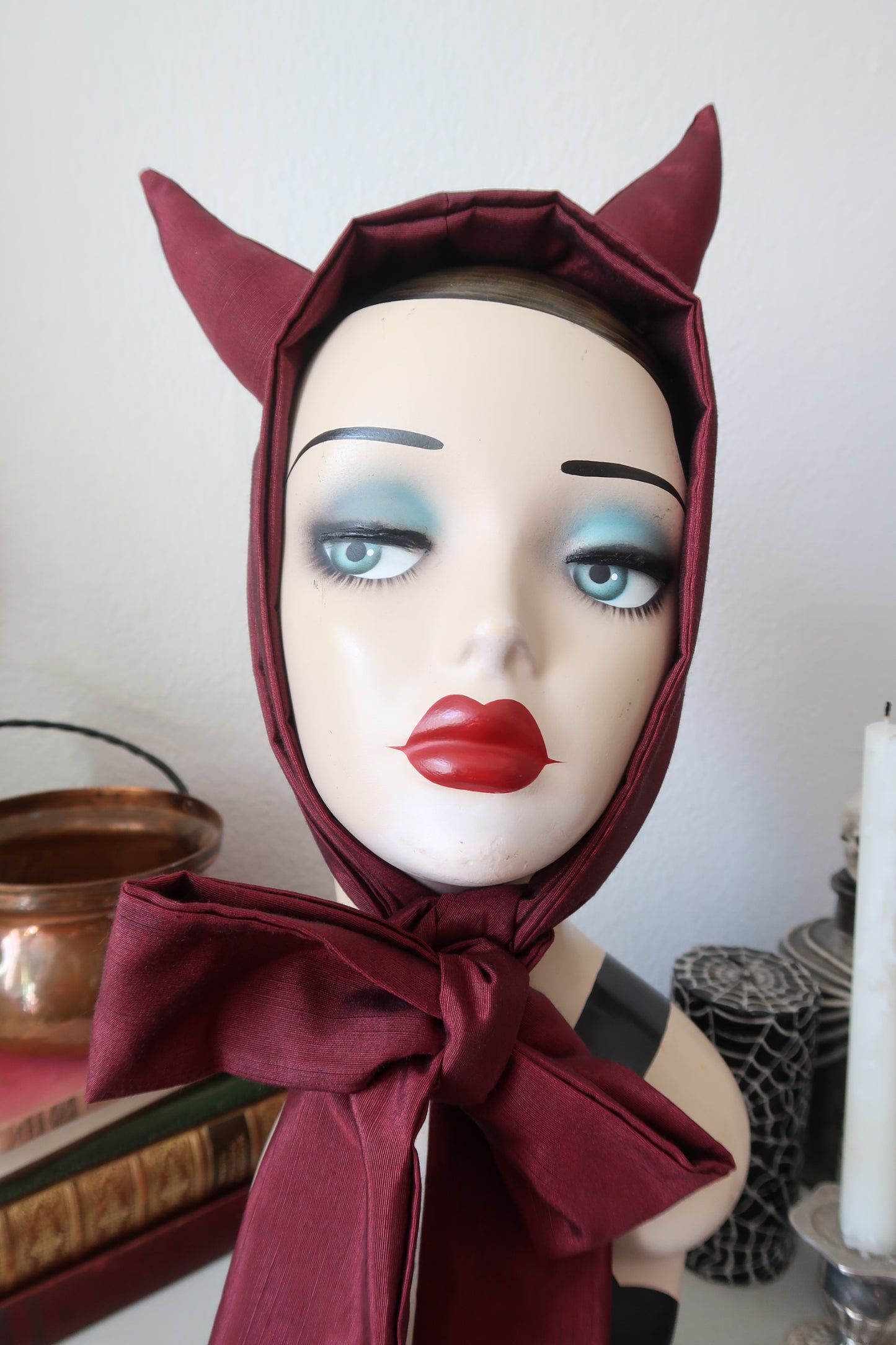 Red pin up devil costume headband 