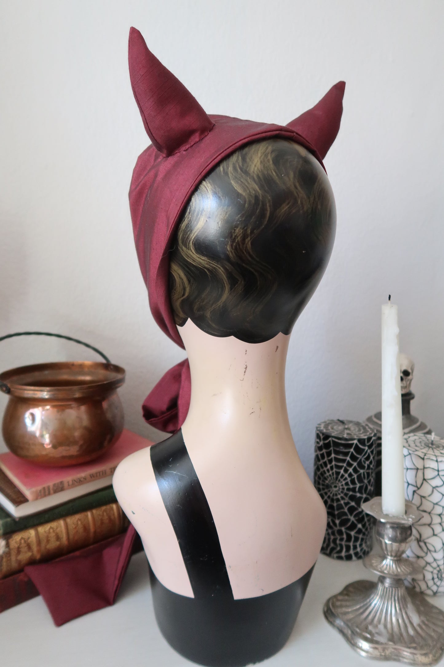 Red pin up devil costume headband 