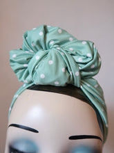 Load image into Gallery viewer, SALE ITEM: SLOUCHY KNOT Vintage Style Pre-tied Headband in Mint Polka Dot