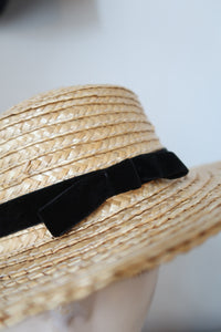 Vintage straw boater hat