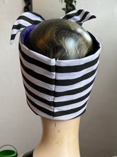 Load image into Gallery viewer, Gothic Halloween alternative fashion bat headscarf striped Beetlejuice 