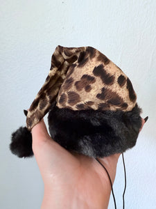 Alt fashion leopard print Santa hat Fascinator 