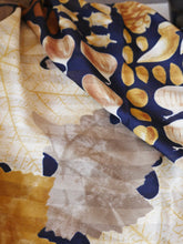 Load image into Gallery viewer, Pinecones, Leaves &amp; Acorns (Yellow &amp; Navy) True Vintage Scarf🍁