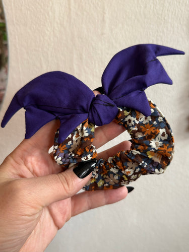 Bat Hair Scrunchie - Autumn Floral & Purple