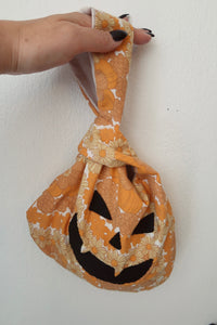 Handmade orange retro Upcycled 1970s Halloween pumpkin bag 