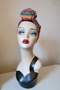 SALE ITEM: SMALL KNOT Multi Striped (Full Coverage) 1940s Style Pre-tied Turban