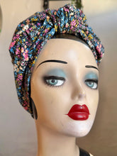 Load image into Gallery viewer, Floral confetti print 1940s vintage pin-up turban 