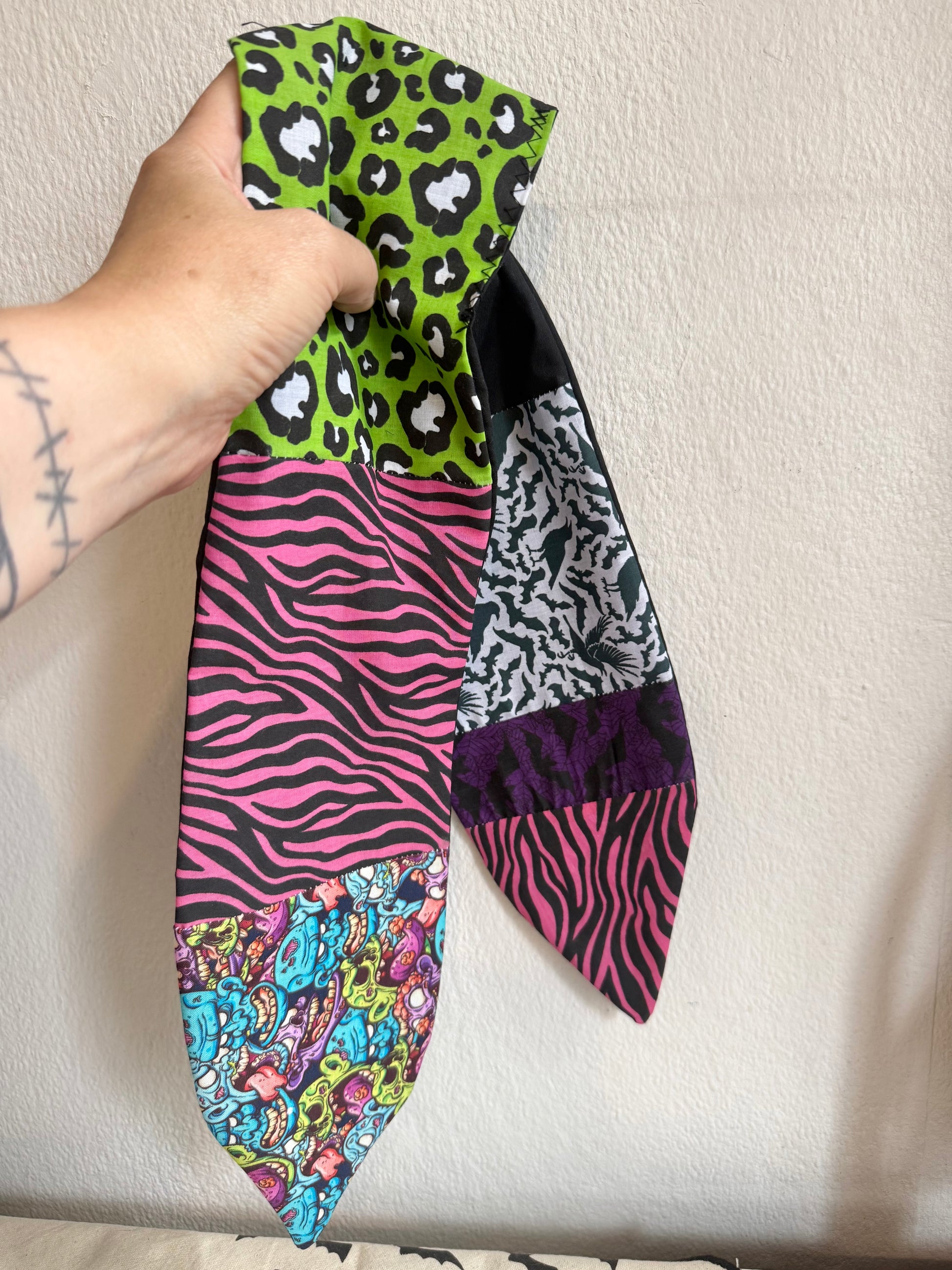 nostalgic 90s halloween summerween patchwork headscarf