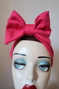 SALE ITEM: BOW KNOT Hot Pink (Full Coverage) 1940s Style Pre-tied Turban