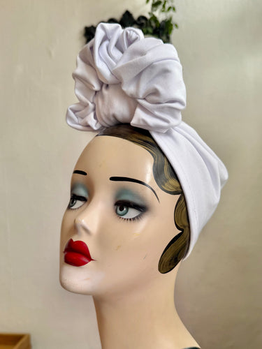Vintage summer white turban headscarf rockabilly 