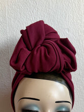 Load image into Gallery viewer, Maroon headscarf on a mannequin head against a white background
