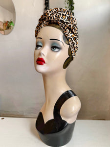 Leopard print 1940s vintage pin-up turban 